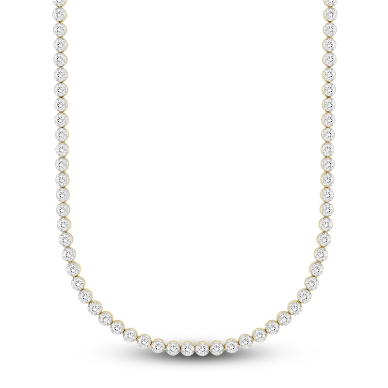 Main Image 1 of Men's Lab-Grown Diamond Tennis Necklace 7-1/2 ct tw 14K Yellow Gold 24"