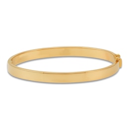Flat-Edge Bangle Bracelet 5.9mm 10K Yellow Gold 6.5"