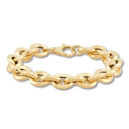 Hollow Chunky Oval Link Bracelet 11mm 14K Yellow Gold 8"