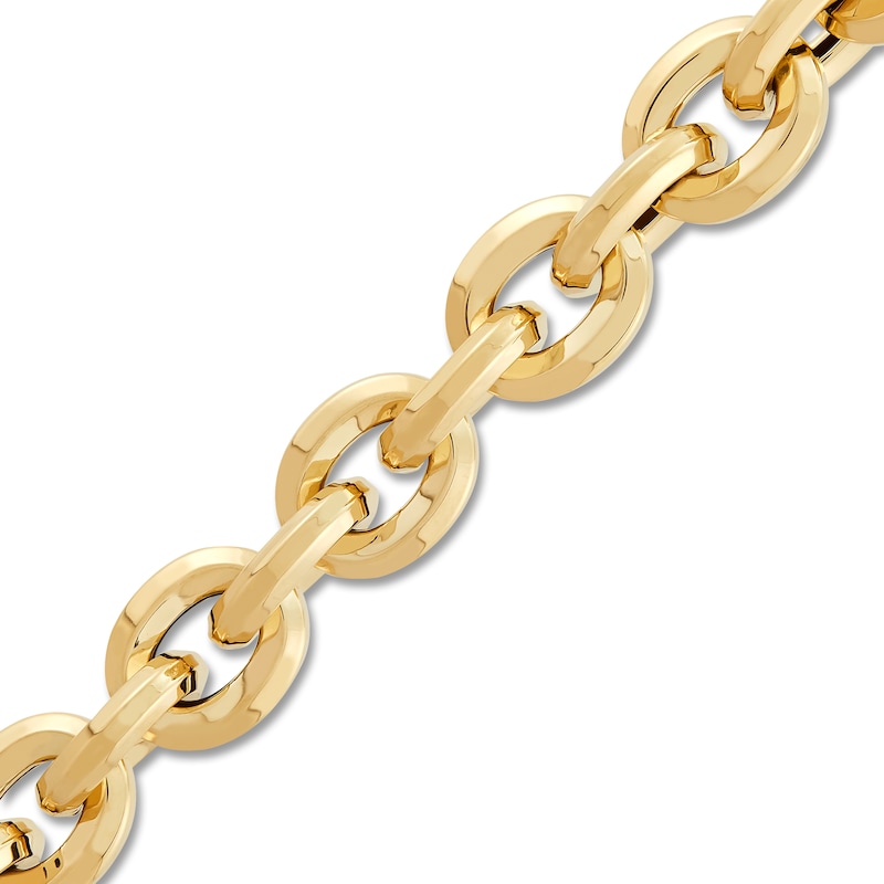 Main Image 2 of Hollow Chunky Oval Link Bracelet 11mm 14K Yellow Gold 8"