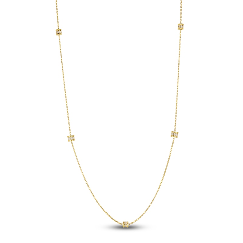 Main Image 1 of Crivelli Marquise-Cut Diamond Rondelle Station Necklace 3-5/8 ct tw 18K Yellow Gold 35.25"