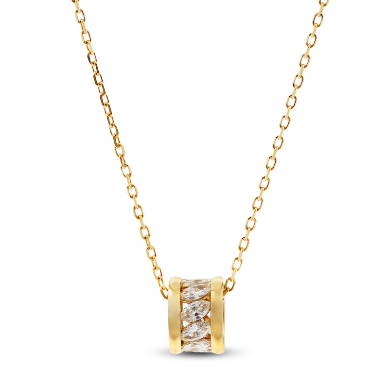 Main Image 1 of Crivelli Marquise-Cut Diamond Rondelle Necklace 7/8 ct tw 18K Yellow Gold 18"