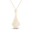 Thumbnail Image 4 of Vintage-Inspired Baguette & Round-Cut Diamond Chandelier Necklace 1/3 ct tw 14K Yellow Gold 18"
