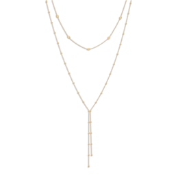 Italia D'Oro Bead Layered Lariat Necklace 14K Yellow Gold