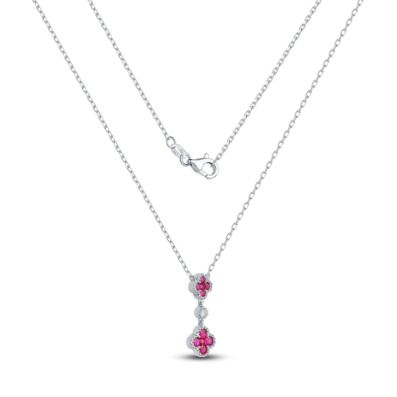 Main Image 2 of Natural Ruby & Diamond Accent Quatrefoil Necklace 14K White Gold 18"