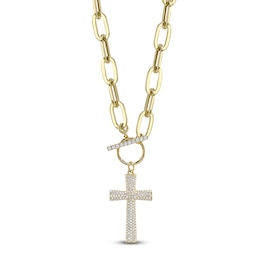 Shy Creation Diamond Cross Toggle Necklace 3/8 ct tw 14K Yellow Gold 18" JR55011950