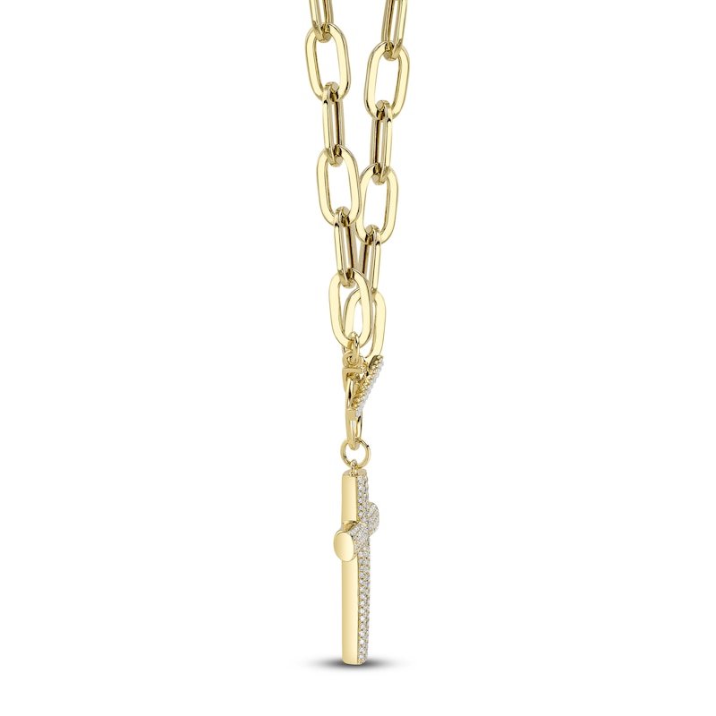 Main Image 2 of Shy Creation Diamond Cross Toggle Necklace 3/8 ct tw 14K Yellow Gold 18" JR55011950