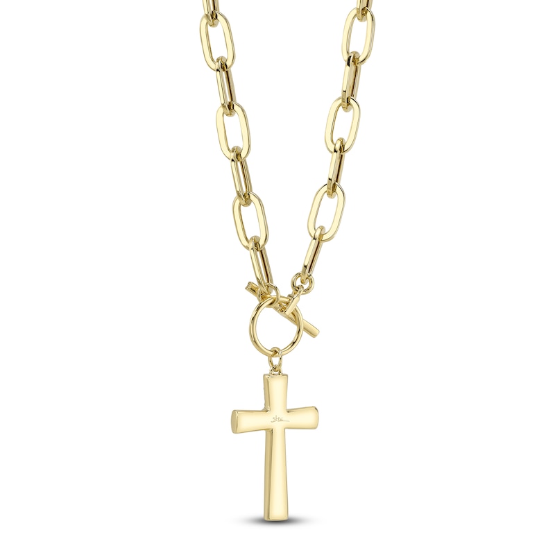 Main Image 3 of Shy Creation Diamond Cross Toggle Necklace 3/8 ct tw 14K Yellow Gold 18" JR55011950