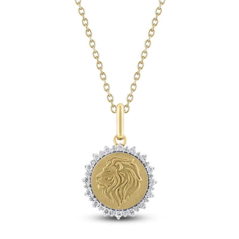 Main Image 1 of Diamond Zodiac Leo Medallion Necklace 1/3 ct tw 10K Yellow Gold 18"