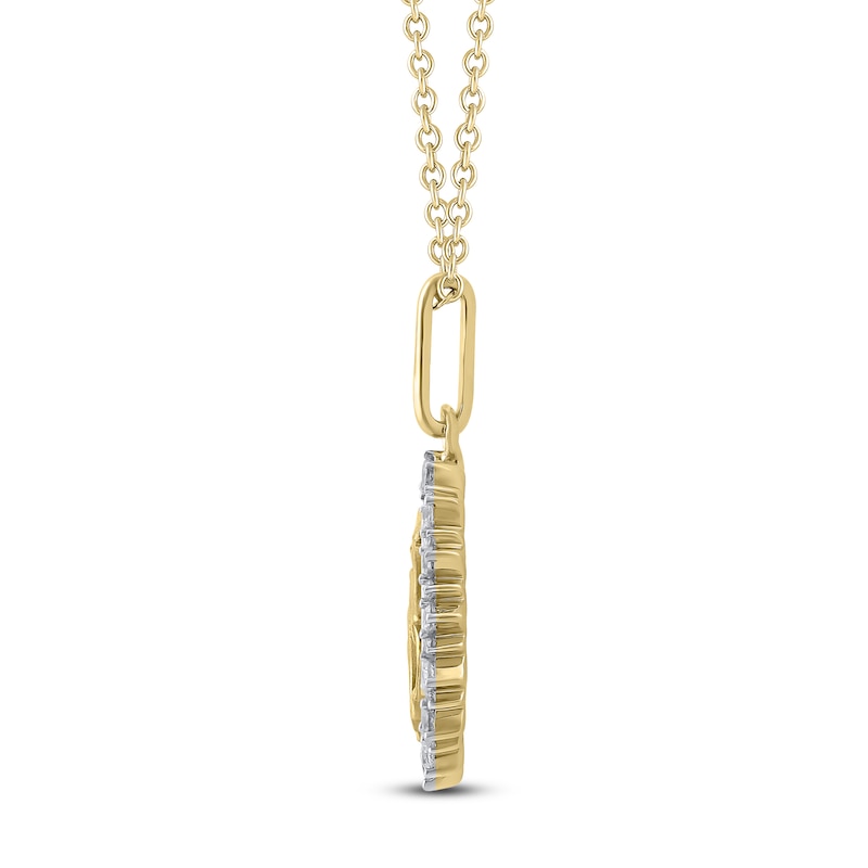 Main Image 3 of Diamond Zodiac Leo Medallion Necklace 1/3 ct tw 10K Yellow Gold 18"
