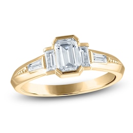 Vera Wang VOW Emerald & Baguette-Cut Diamond Three-Stone Engagement Ring 1 ct tw 14K Yellow Gold