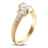 Thumbnail Image 2 of Vera Wang VOW Emerald & Baguette-Cut Diamond Three-Stone Engagement Ring 1 ct tw 14K Yellow Gold