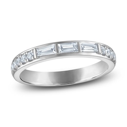 Vera Wang VOW Baguette & Round-Cut Diamond Wedding Band 3/8 ct tw 14K White Gold
