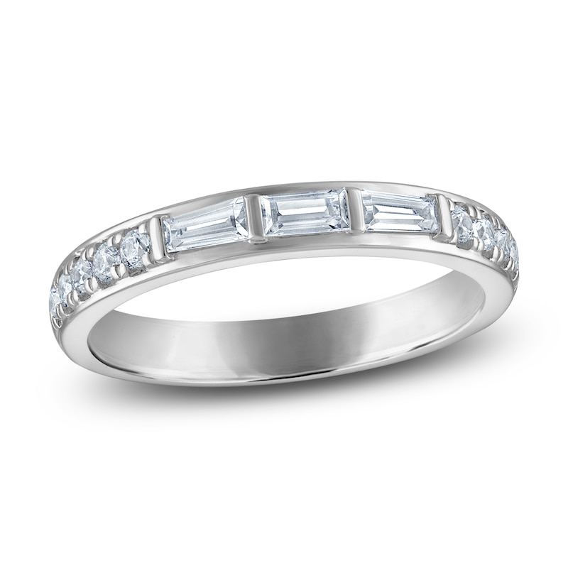 Main Image 1 of Vera Wang VOW Baguette & Round-Cut Diamond Wedding Band 3/8 ct tw 14K White Gold