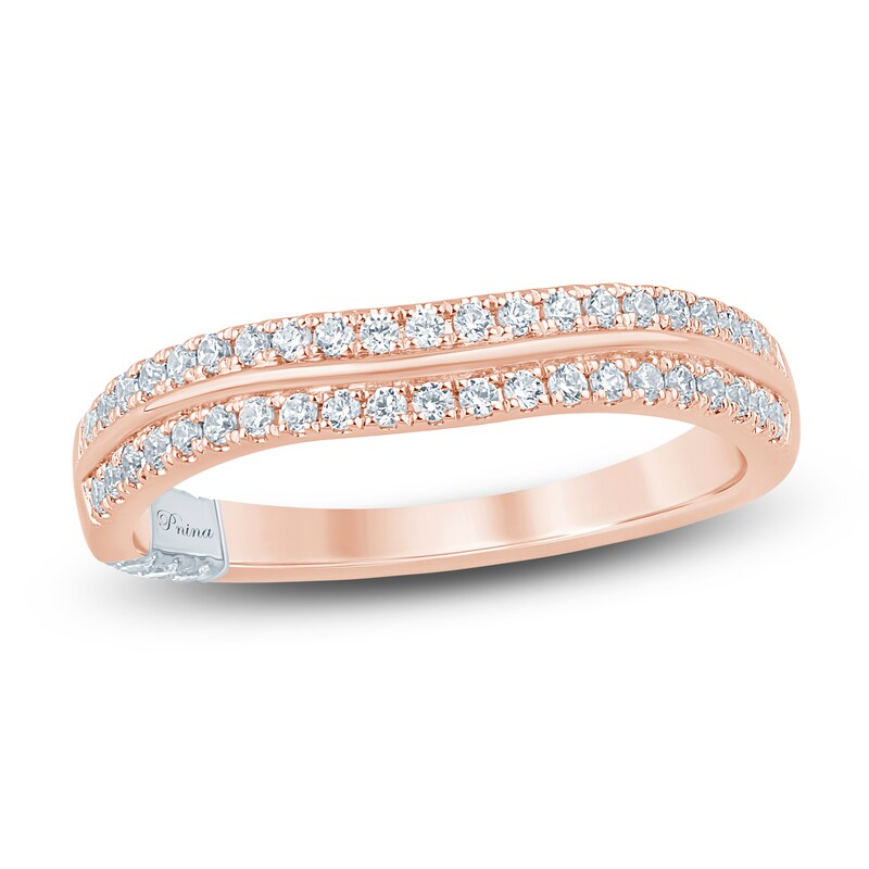 Main Image 1 of Pnina Tornai Diamond Two-Row Curved Wedding Band 1/3 ct tw 14K Rose Gold