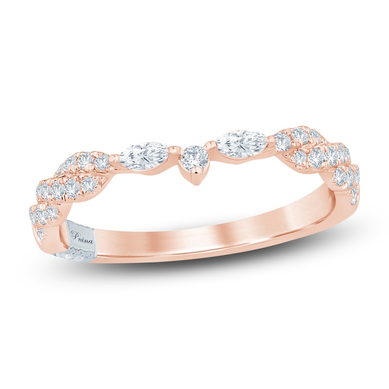 Main Image 1 of Pnina Tornai Round & Marquise-Cut Diamond Contour Twist Wedding Band 1/3 ct tw 14K Rose Gold