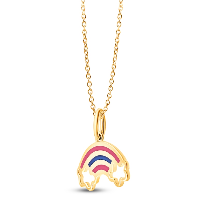 Main Image 2 of Children's Pink & Blue Enamel Rainbow Necklace 14K Yellow Gold 13"