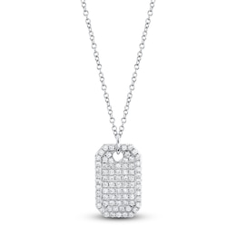 Shy Creation Diamond Octagon Tag Necklace 7/8 ct tw 14K White Gold 18" SC55019872