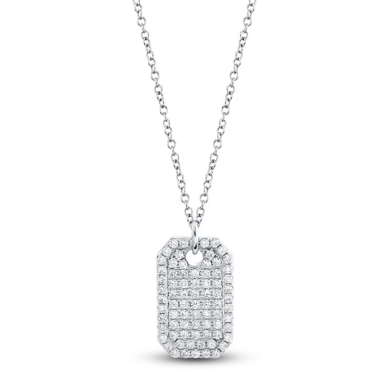 Main Image 1 of Shy Creation Diamond Octagon Tag Necklace 7/8 ct tw 14K White Gold 18" SC55019872