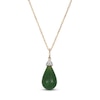 Thumbnail Image 1 of Pear-Shaped Natural Nephrite Jade & Diamond Necklace 1/20 ct tw 14K Yellow Gold 18"