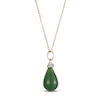 Thumbnail Image 2 of Pear-Shaped Natural Nephrite Jade & Diamond Necklace 1/20 ct tw 14K Yellow Gold 18"