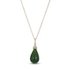 Thumbnail Image 3 of Pear-Shaped Natural Nephrite Jade & Diamond Necklace 1/20 ct tw 14K Yellow Gold 18"
