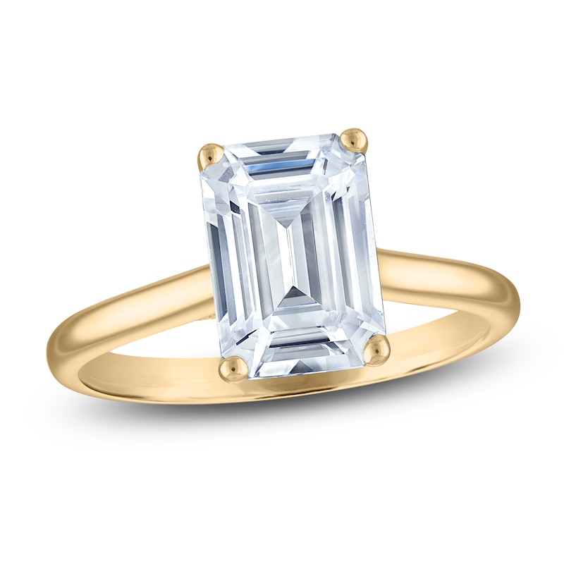 Main Image 1 of Emerald-Cut Lab-Grown Diamond Solitaire Plus Engagement Ring 2-5/8 ct tw 18K Yellow Gold (VS2/F)