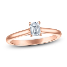 Emerald-Cut Lab-Grown Diamond Solitaire Plus Engagement Ring 1/2 ct tw 18K Rose Gold (VS2/F)