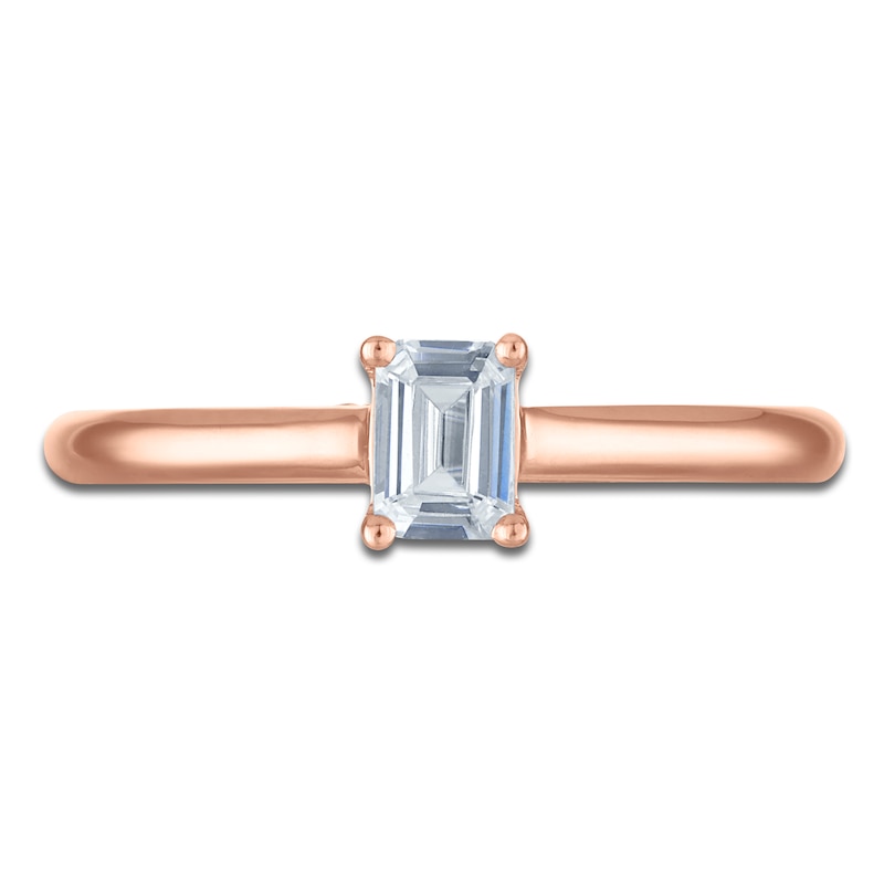 Main Image 3 of Emerald-Cut Lab-Grown Diamond Solitaire Plus Engagement Ring 1/2 ct tw 18K Rose Gold (VS2/F)