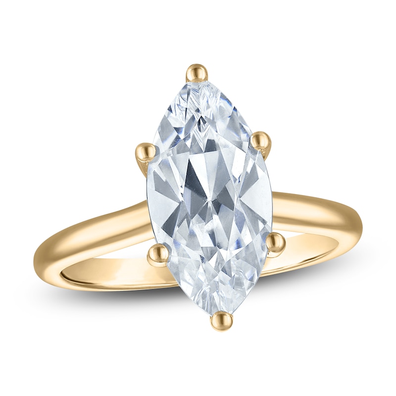 Main Image 1 of Marquise-Cut Lab-Grown Diamond Solitaire Plus Engagement Ring 3 ct tw 18K Yellow Gold (VS2/F)