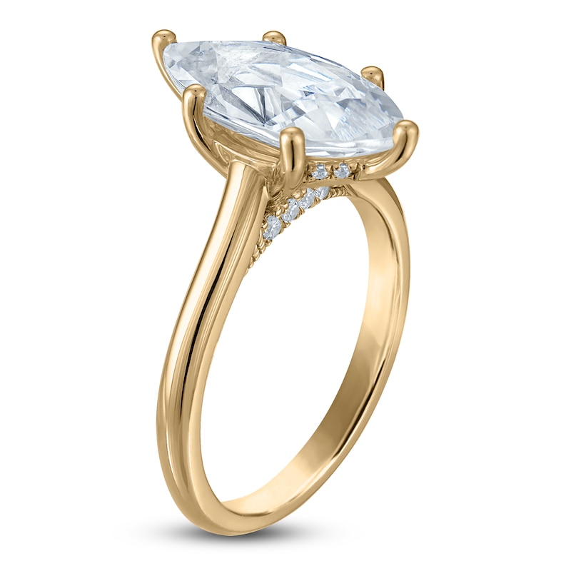 Main Image 2 of Marquise-Cut Lab-Grown Diamond Solitaire Plus Engagement Ring 3 ct tw 18K Yellow Gold (VS2/F)
