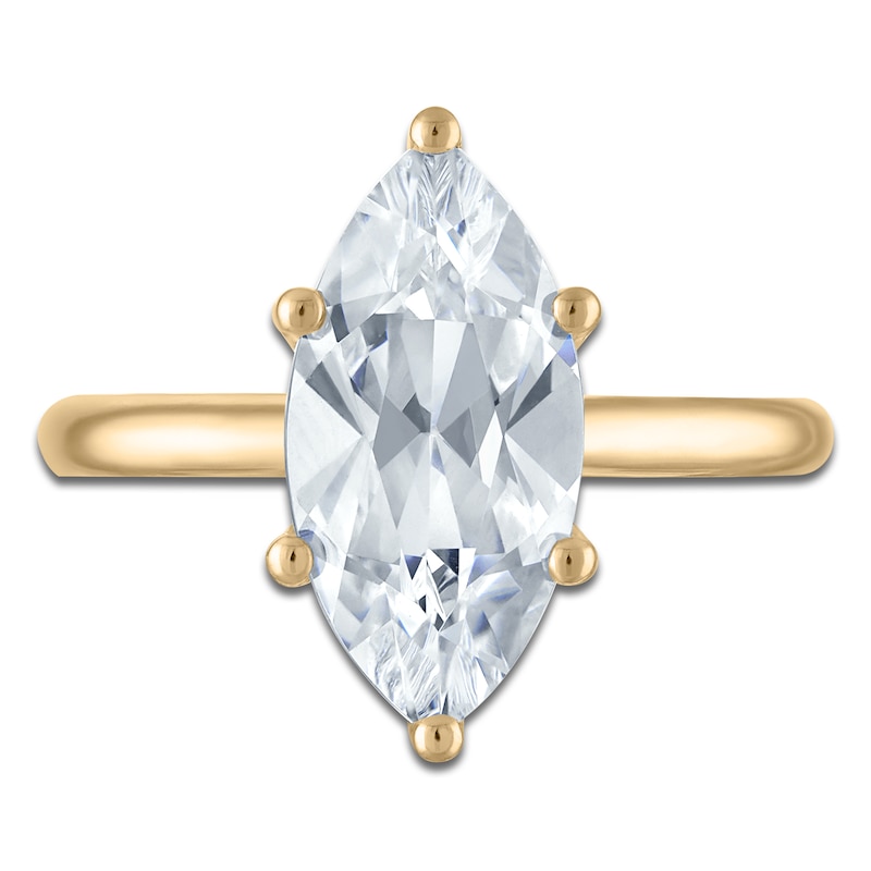 Main Image 3 of Marquise-Cut Lab-Grown Diamond Solitaire Plus Engagement Ring 3 ct tw 18K Yellow Gold (VS2/F)