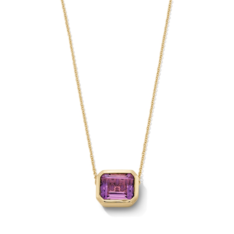 Main Image 1 of Jared Design House Rectangle-Cut Natural Amethyst Necklace 14K Yellow Gold 19"
