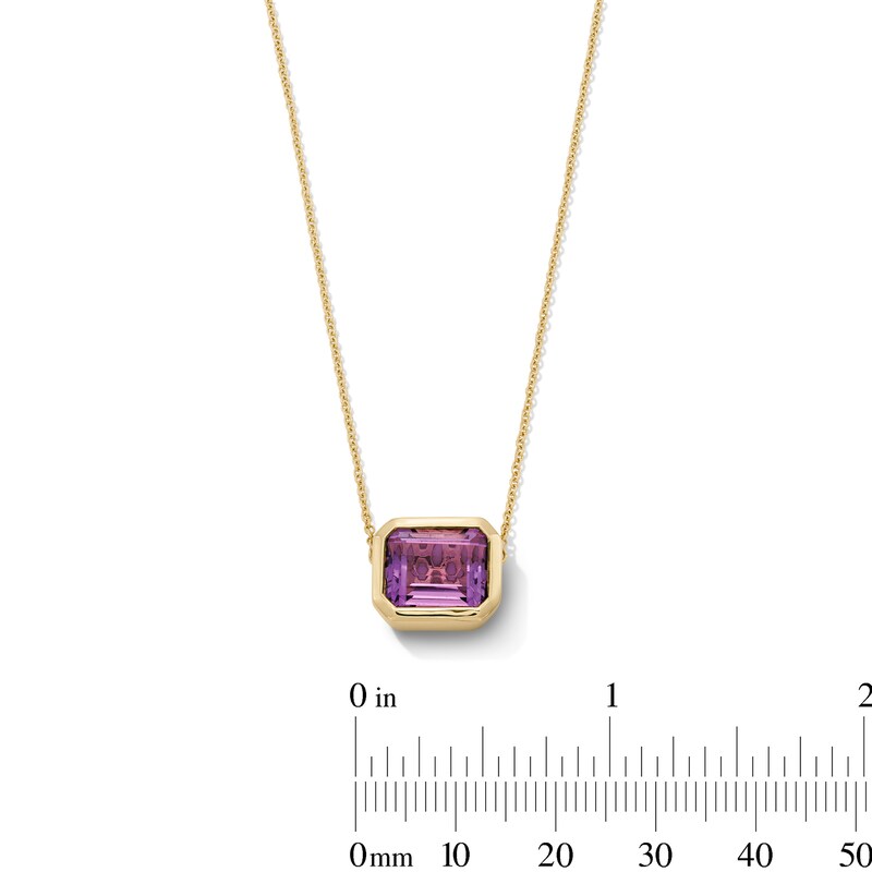 Main Image 3 of Jared Design House Rectangle-Cut Natural Amethyst Necklace 14K Yellow Gold 19"
