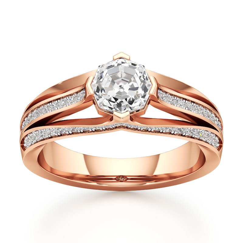 Main Image 1 of J'Lure Lab-Grown Diamond Octagon Step-Cut Engagement Ring 1-3/8 ct tw 18K Rose Gold