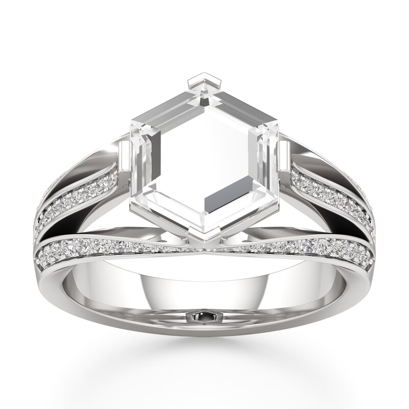 Main Image 1 of J'Lure Lab-Grown Diamond Hexagon Portrait-Cut Engagement Ring 2-3/8 ct tw 18K White Gold