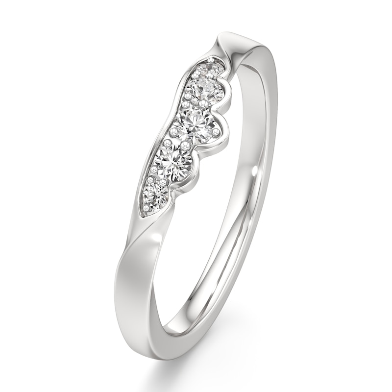 Main Image 4 of J'Lure Lab-Grown Diamond Scalloped Wedding Band 1/5 ct tw 18K White Gold