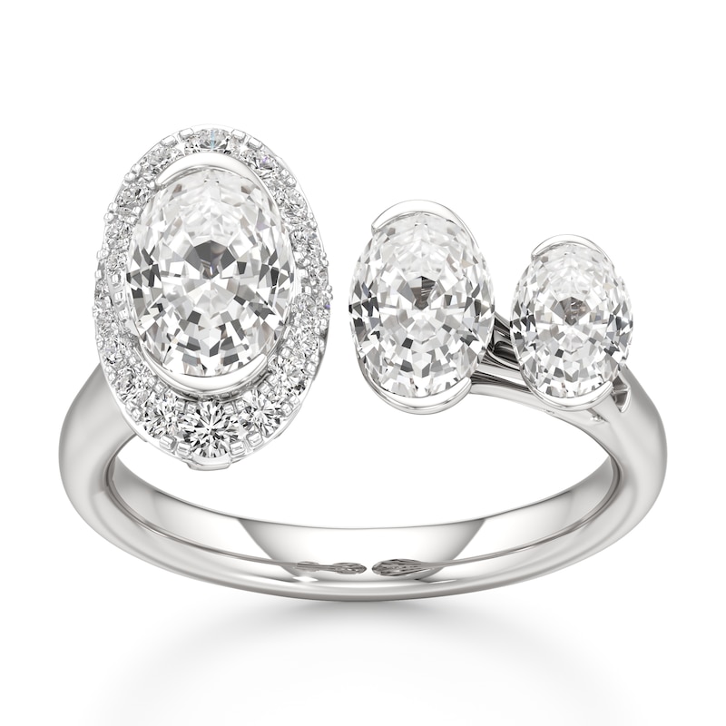 Main Image 1 of J'Lure Oval Step-Cut Lab-Grown Diamond Engagement Ring 2-1/4 ct tw 18K White Gold