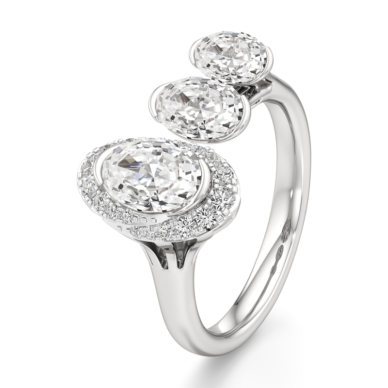 Main Image 4 of J'Lure Oval Step-Cut Lab-Grown Diamond Engagement Ring 2-1/4 ct tw 18K White Gold