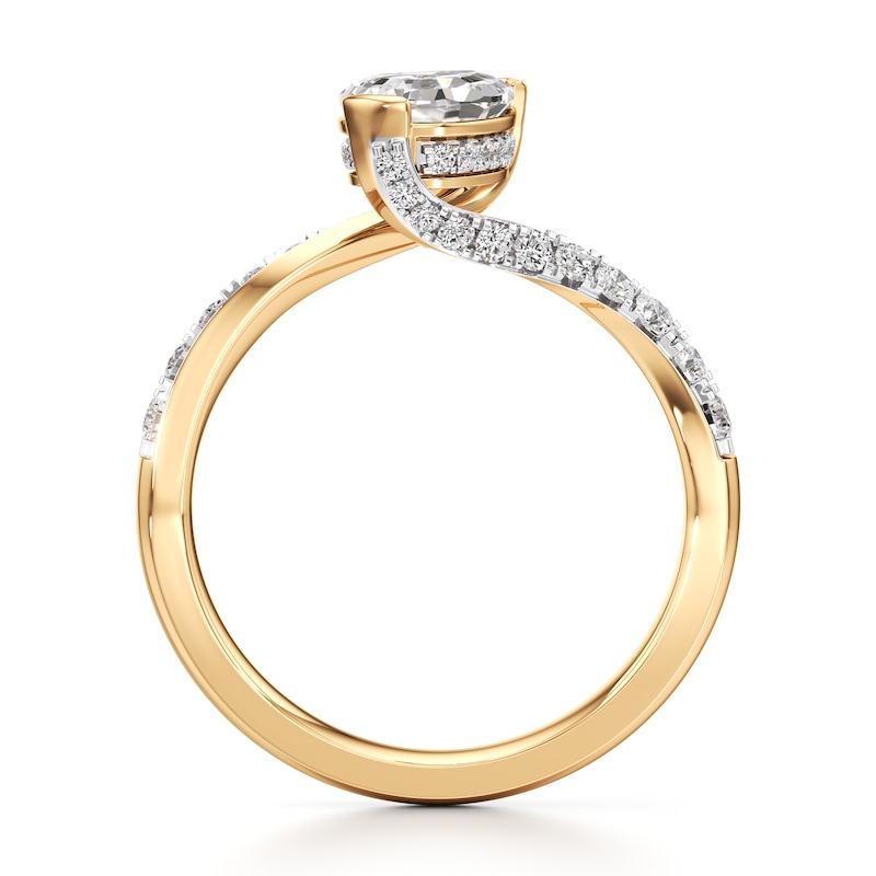 Main Image 2 of J'Lure Pear Step-Cut Lab-Grown Diamond Bypass Engagement Ring 1-3/8 ct tw 18K Yellow Gold