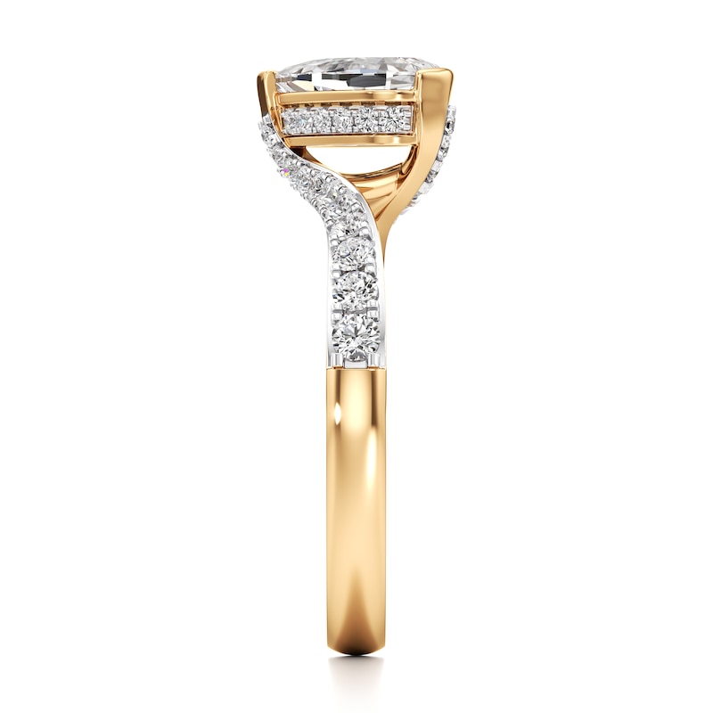 Main Image 3 of J'Lure Pear Step-Cut Lab-Grown Diamond Bypass Engagement Ring 1-3/8 ct tw 18K Yellow Gold