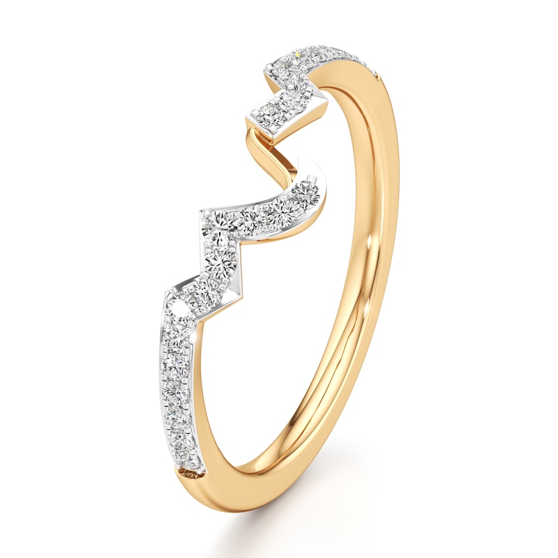 Main Image 4 of J'Lure Lab-Grown Diamond Angled Contour Wedding Band 1/5 ct tw 18K Yellow Gold