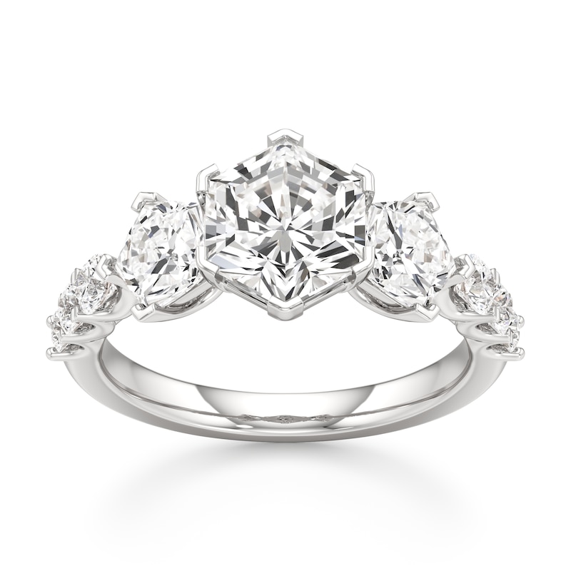 Main Image 1 of J'Lure Hexagon Brilliant-Cut Lab-Grown Diamond Engagement Ring 3-1/2 ct tw 18K White Gold