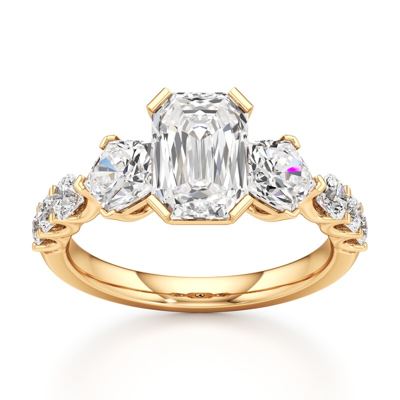 Main Image 1 of J'Lure Imperial-Emerald Step-Cut Lab-Grown Diamond Engagement Ring 3-1/2 ct tw 18K Yellow Gold