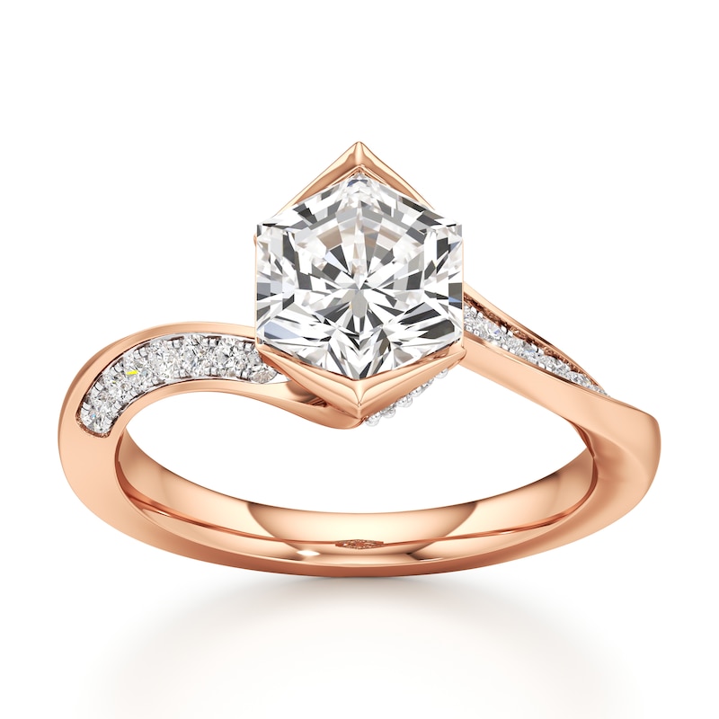 Main Image 1 of J'Lure Hexagon Brilliant-Cut Lab-Grown Diamond Bypass Engagement Ring 2-1/4 ct tw 18K Rose Gold