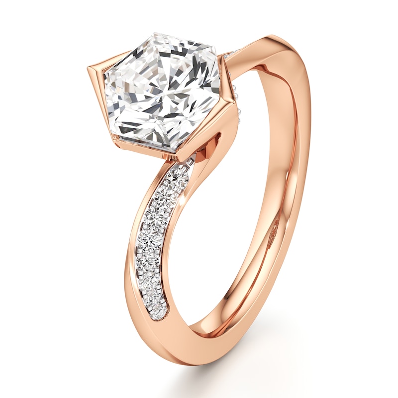 Main Image 4 of J'Lure Hexagon Brilliant-Cut Lab-Grown Diamond Bypass Engagement Ring 2-1/4 ct tw 18K Rose Gold