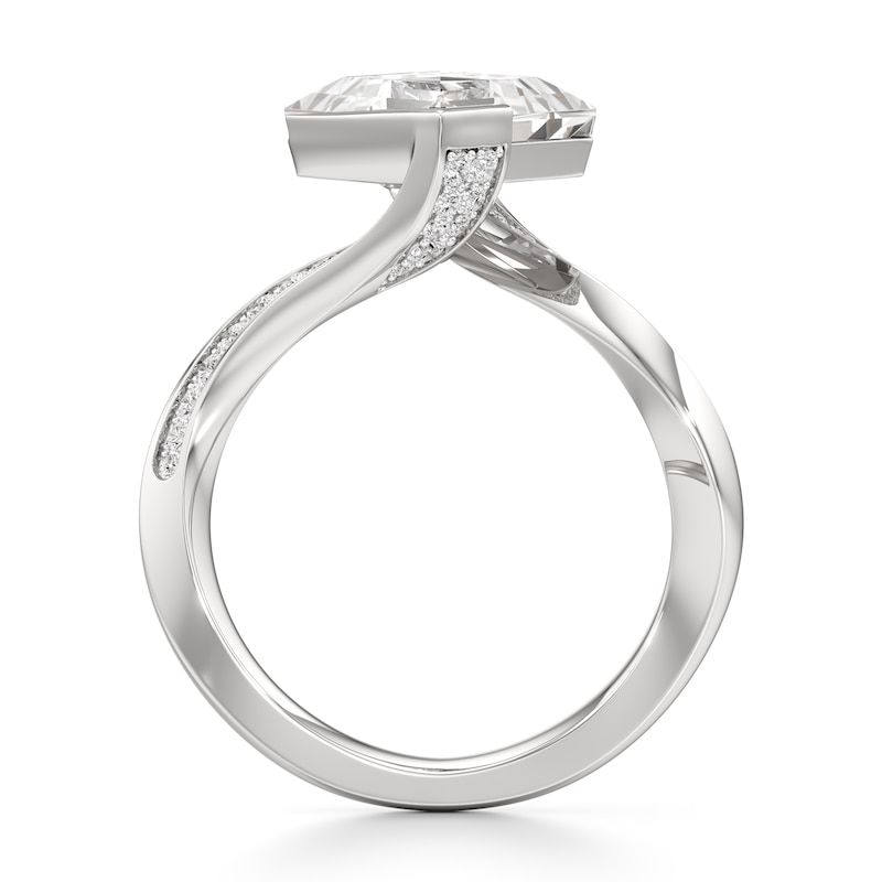 Main Image 2 of J'Lure Carre Step-Cut Lab-Grown Diamond Bypass Engagement Ring 3-1/3 ct tw 18K White Gold