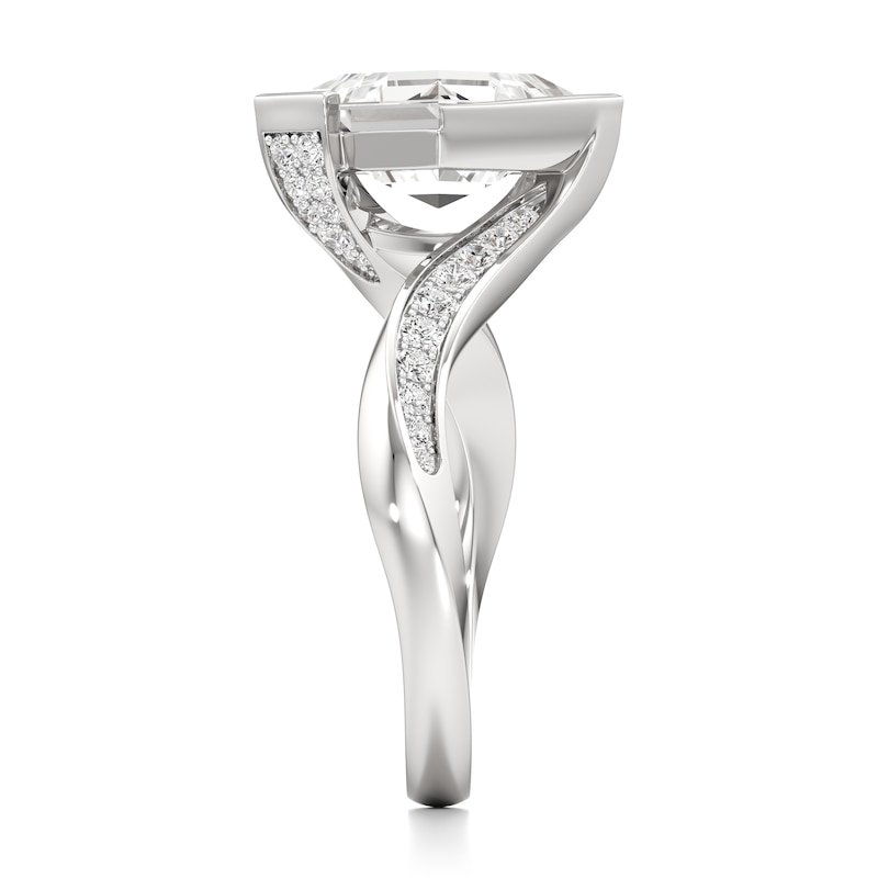 Main Image 3 of J'Lure Carre Step-Cut Lab-Grown Diamond Bypass Engagement Ring 3-1/3 ct tw 18K White Gold