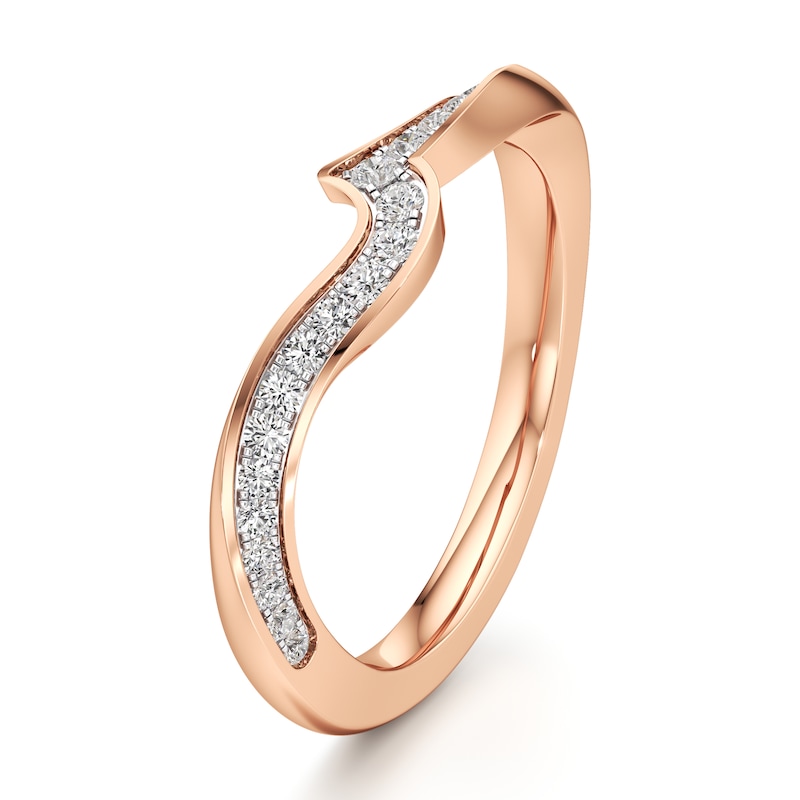 Main Image 4 of J'Lure Lab-Grown Diamond Contour Wedding Band 1/5 ct tw 18K Rose Gold
