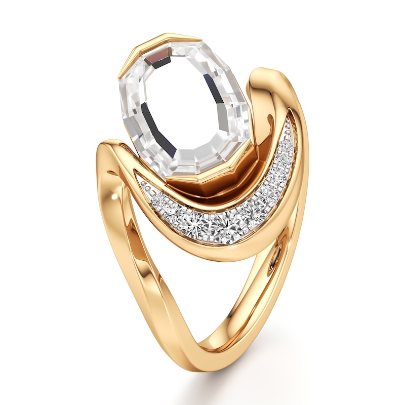 Main Image 4 of J'Lure Oval Portrait-Cut Lab-Grown Diamond Engagement Ring 2 ct tw 18K Yellow Gold